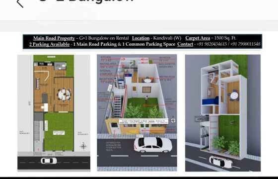 Rent 500 sft Commercial space + Garden in a Bungalow in Kandivali W.