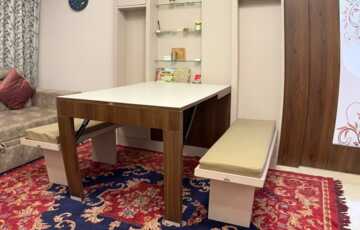 Dining Table and benches in use